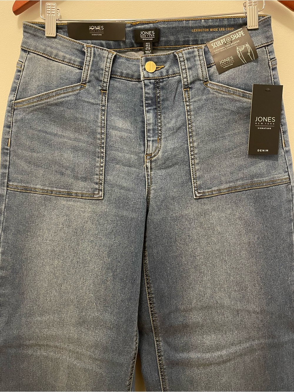 Jones New York - The Lexington Wide Leg Crop - Jeans with Patch Pockets